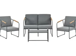 Set da giardino con tavolo 4 posti VEZZANA Metallo Grigio