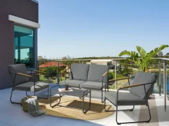 Set da giardino con tavolo 4 posti VEZZANA Metallo Grigio