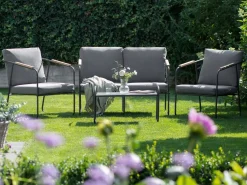 Set da giardino con tavolo 4 posti VEZZANA Metallo Grigio