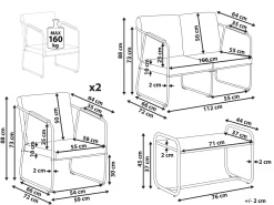 Set da giardino con tavolo 4 posti VEZZANA Metallo Grigio