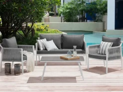 Set da giardino con tavolo 4 posti LATINA Metallo Grigio