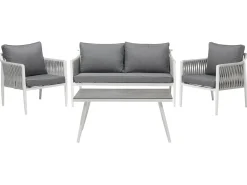 Set da giardino con tavolo 4 posti LATINA Metallo Grigio