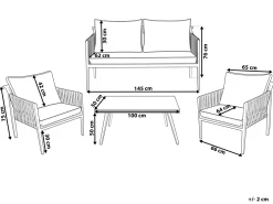 Set da giardino con tavolo 4 posti LATINA Metallo Grigio