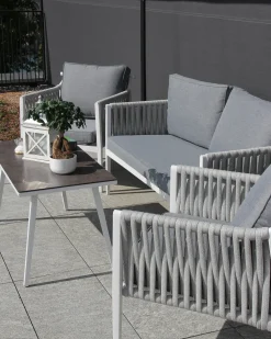 Set da giardino con tavolo 4 posti LATINA Metallo Grigio