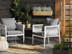 Set da giardino con tavolo 4 posti LATINA Metallo Grigio