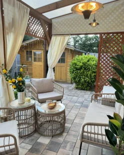 Set da giardino con tavolo 4 posti RAVELLO Rattan sintetico (PE) Naturale