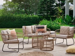 Set da giardino con tavolo 4 posti RAVELLO Rattan sintetico (PE) Naturale