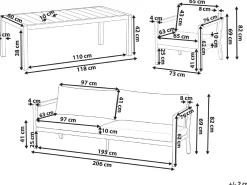 Set da giardino con tavolo 5 posti ONETA Metallo Marrone chiaro
