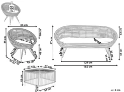 Set da giardino con tavolo 3 posti MARATEA/CESENATICO Rattan Naturale