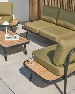 Set da giardino con tavolo 4 posti MINOZZO Legno di acacia certificato Verde oliva