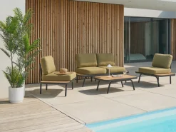 Set da giardino con tavolo 4 posti MINOZZO Legno di acacia certificato Verde oliva