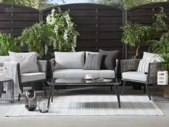 Set da giardino con tavolo 4 posti PREVEZA Rattan sintetico (PE) Grigio