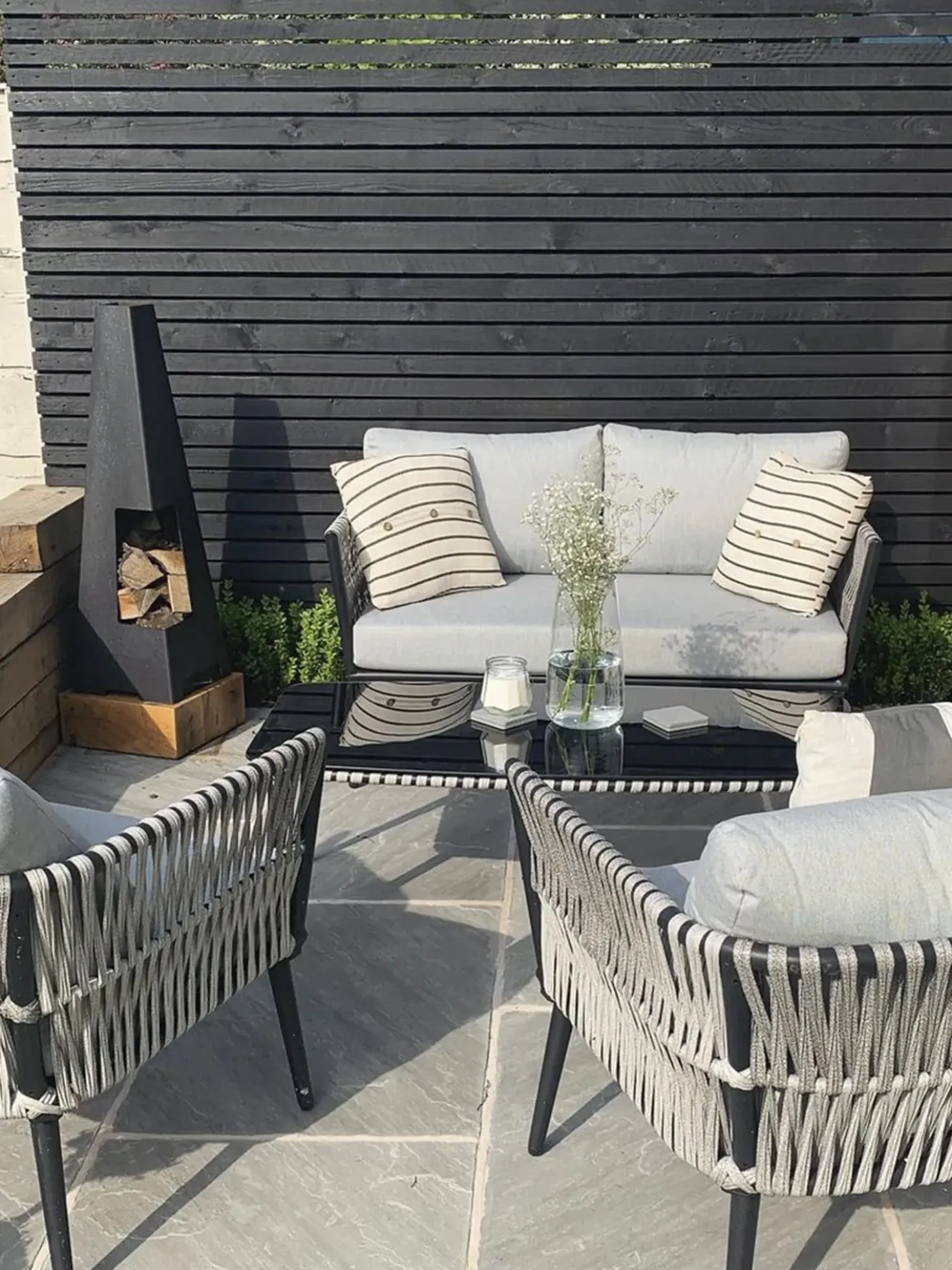 Set da giardino con tavolo 4 posti PREVEZA Rattan sintetico (PE) Grigio