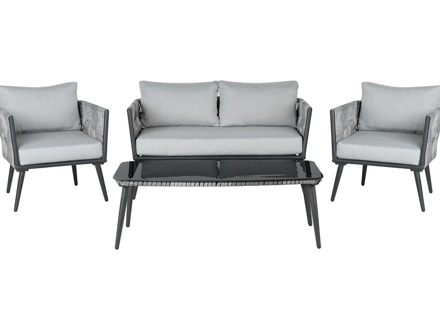 Set da giardino con tavolo 4 posti PREVEZA Rattan sintetico (PE) Grigio