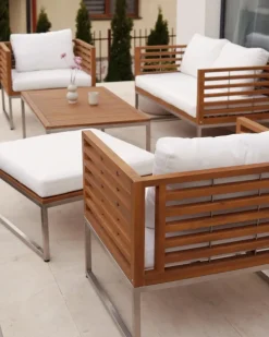 Set da giardino con tavolo 4 posti BERMUDA Legno d'acacia Marrone