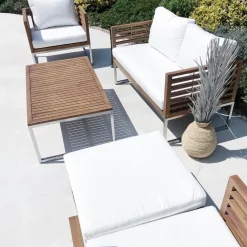 Set da giardino con tavolo 4 posti BERMUDA Legno d'acacia Marrone