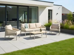 Set da giardino con tavolo 5 posti MURATO Metallo Beige