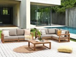 Set da giardino con tavolo 4 posti TIMOR Modulare Legno di acacia certificato Marrone chiaro