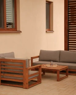 Set da giardino con tavolo 4 posti TIMOR Modulare Legno di acacia certificato Marrone chiaro