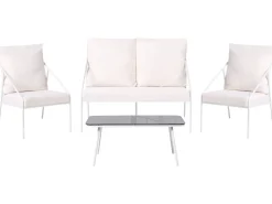 Set da giardino con tavolo 4 posti USTICA Metallo Bianco