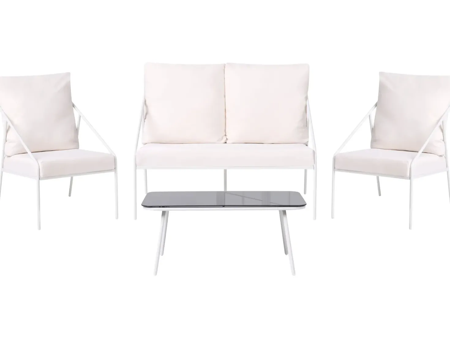 Set da giardino con tavolo 4 posti USTICA Metallo Bianco