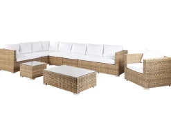 Set da giardino con tavolo 8 posti XXL Lato destro Modulare Rattan sintetico (PE) Marrone chiaro