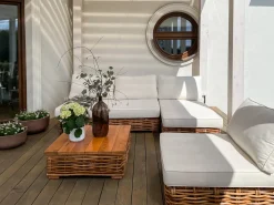 Set da giardino con tavolo 4 posti VARALLO Lato destro Modulare Rattan Naturale