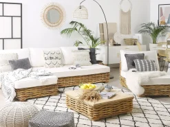Set da giardino con tavolo 4 posti VARALLO Lato destro Modulare Rattan Naturale