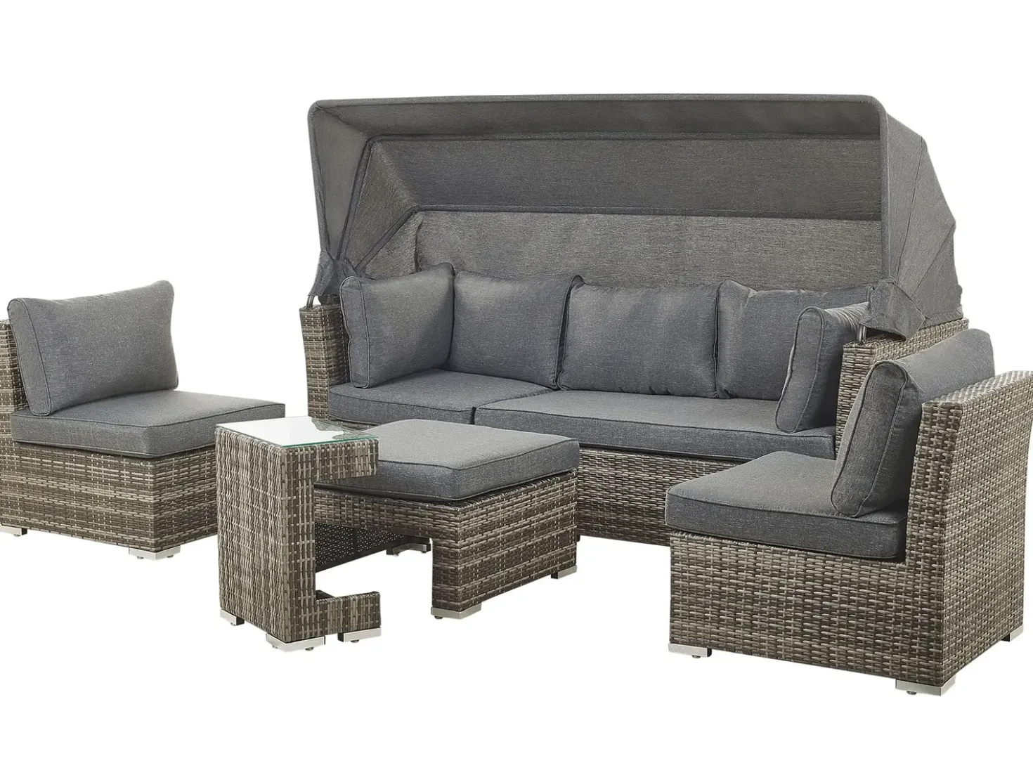 Set da giardino con tavolo 6 posti CORTE Modulare Rattan sintetico (PE) Marrone scuro