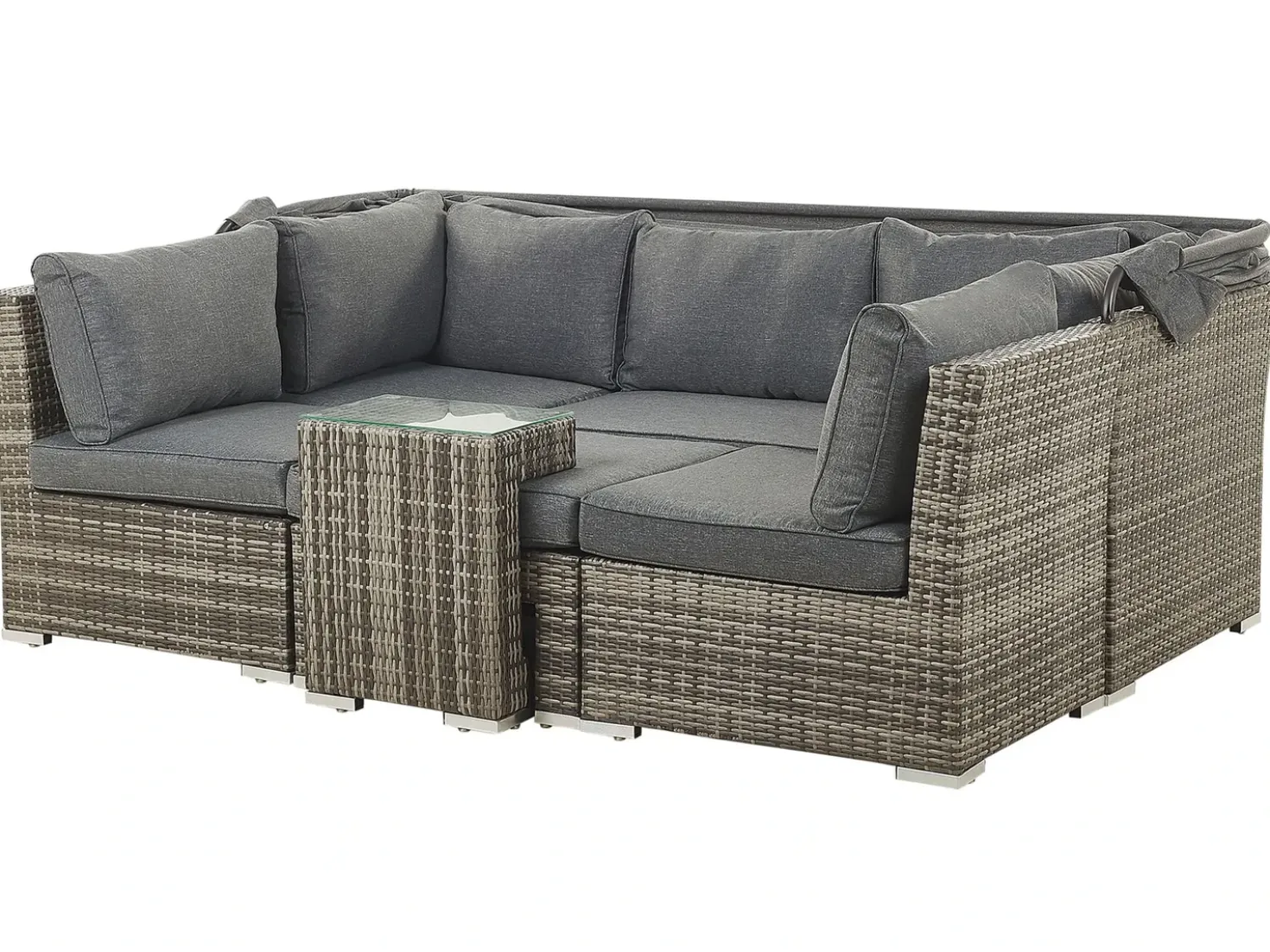 Set da giardino con tavolo 6 posti CORTE Modulare Rattan sintetico (PE) Marrone scuro