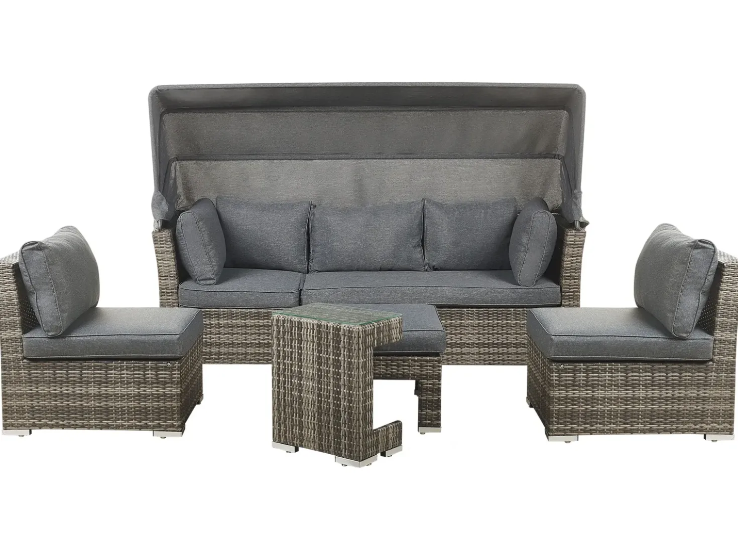 Set da giardino con tavolo 6 posti CORTE Modulare Rattan sintetico (PE) Marrone scuro