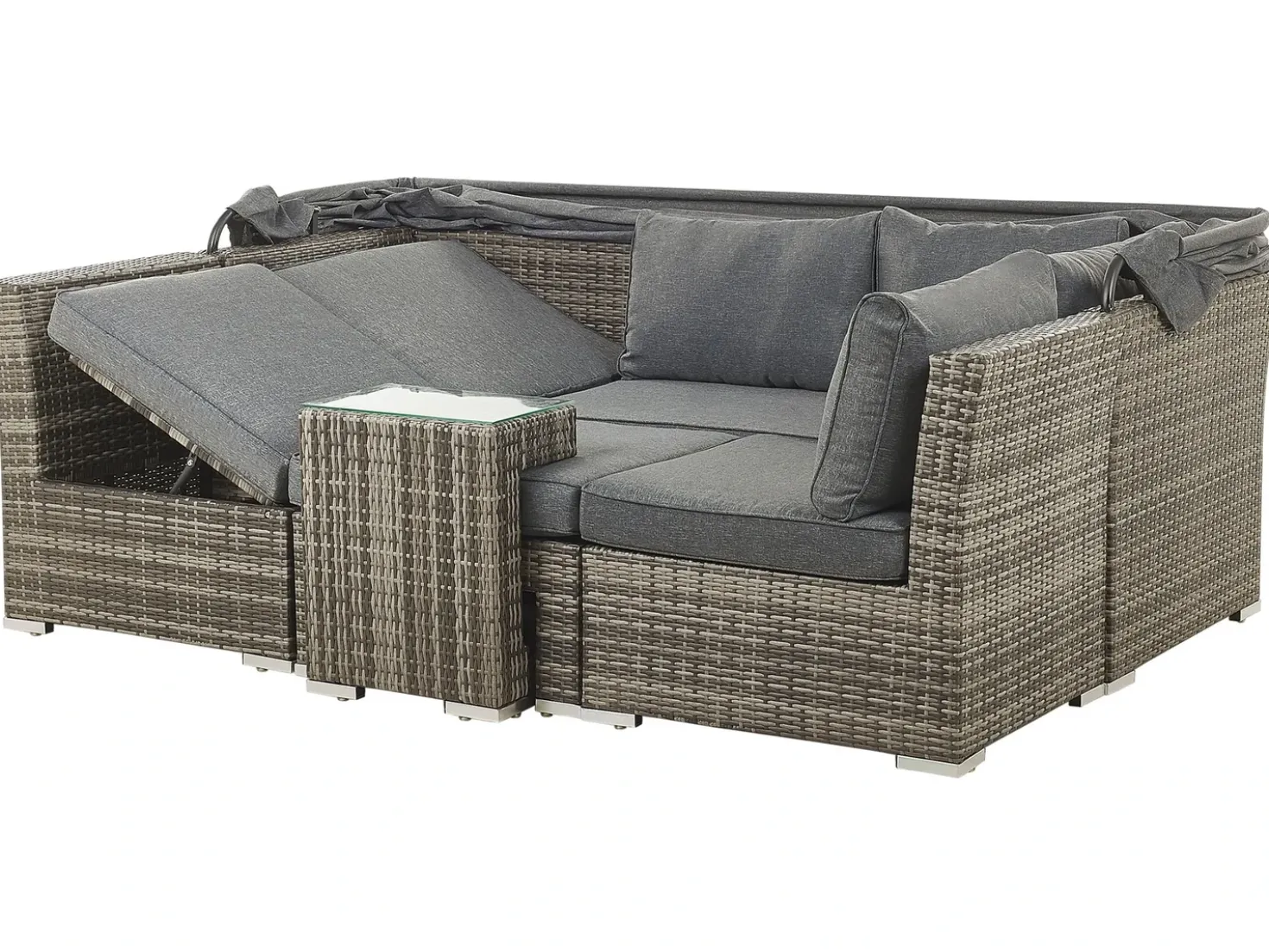 Set da giardino con tavolo 6 posti CORTE Modulare Rattan sintetico (PE) Marrone scuro