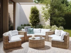 Set da giardino con tavolo 9 posti SEVERO Rattan sintetico (PE) Marrone dorato