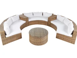 Set da giardino con tavolo 9 posti SEVERO Rattan sintetico (PE) Marrone dorato