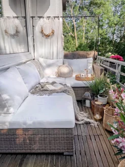 Set da giardino con tavolo 2 posti NOTO Modulare Rattan sintetico (PE) Marrone chiaro