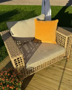 Set da giardino con tavolo 4 posti CALASETTA Lato Sinistro Rattan sintetico (PE) Beige