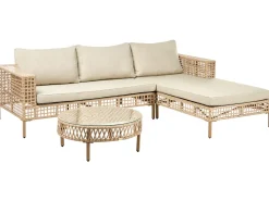 Set da giardino con tavolo 4 posti CALASETTA Lato Sinistro Rattan sintetico (PE) Beige