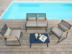 Set da giardino con tavolo 4 posti POMONTE Metallo Nero