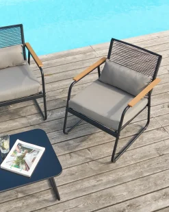 Set da giardino con tavolo 4 posti POMONTE Metallo Nero