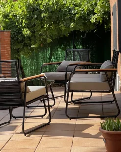 Set da giardino con tavolo 4 posti POMONTE Metallo Nero