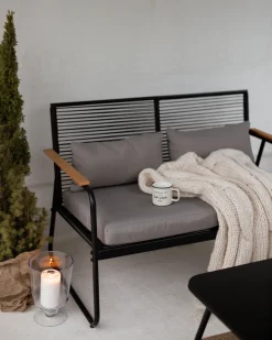 Set da giardino con tavolo 4 posti POMONTE Metallo Nero