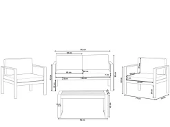 Set da giardino con tavolo 4 posti SALERNO Metallo Grigio scuro