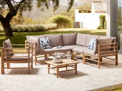 Set da giardino con tavolo 6 posti CERRETO Bambù Tortora
