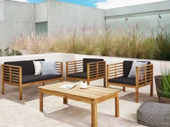 Set da giardino con tavolo 4 posti PACIFIC Legno d'acacia Nero