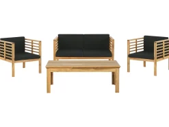 Set da giardino con tavolo 4 posti PACIFIC Legno d'acacia Nero