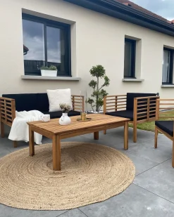 Set da giardino con tavolo 4 posti PACIFIC Legno d'acacia Nero