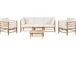 Set da giardino con tavolo 5 posti CERRETO Bambù Bianco sporco