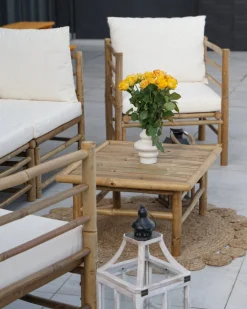 Set da giardino con tavolo 5 posti CERRETO Bambù Bianco sporco