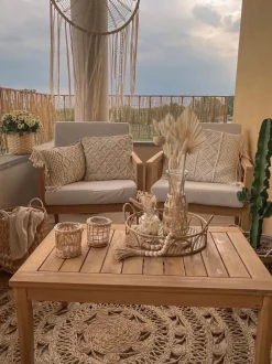 Set da giardino con tavolo 4 posti PALLANO Legno d'acacia Tortora