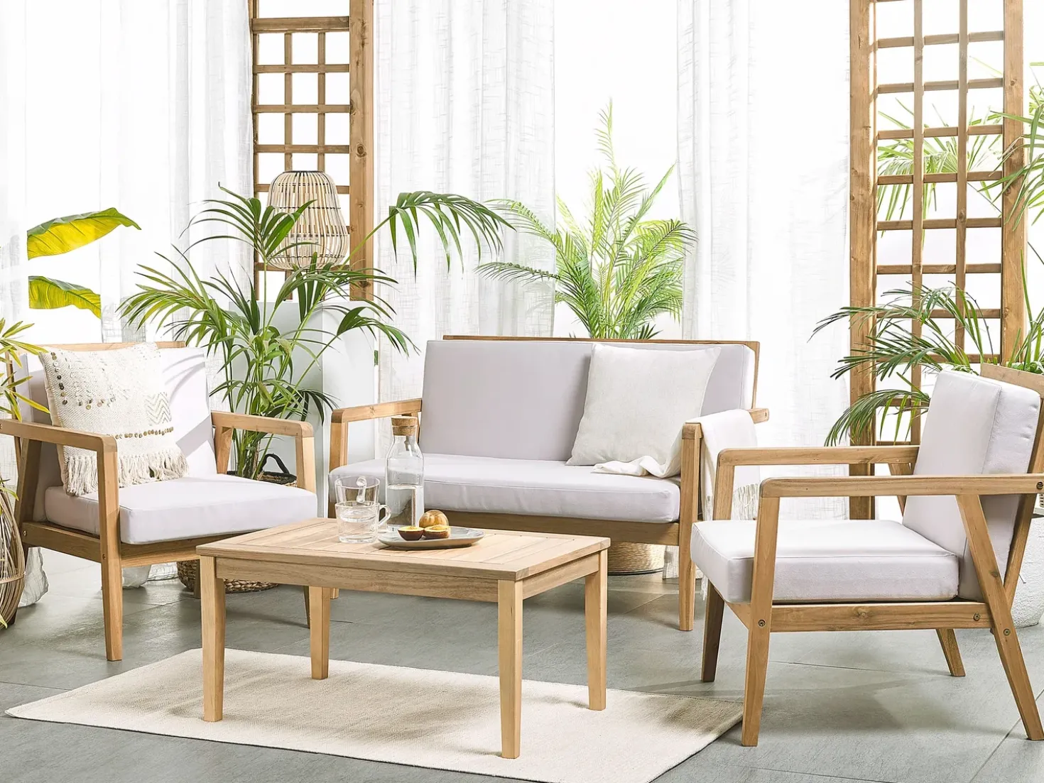 Set da giardino con tavolo 4 posti PALLANO Legno d'acacia Tortora